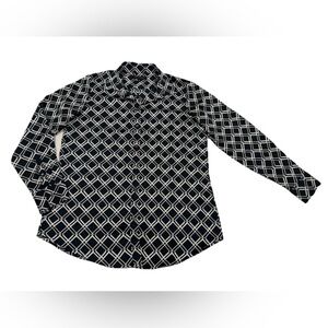 Banana Republic Women  Navy & White Geometric Blouse Size M